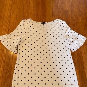 Talbots Black and White Dot Short Sleeve Top
